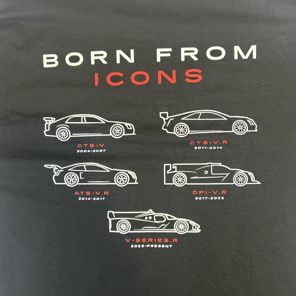 Cadillac Racing Born From Icons V-Series Ats Cts Dpi Black T-Shirt Men's Sz M View 6